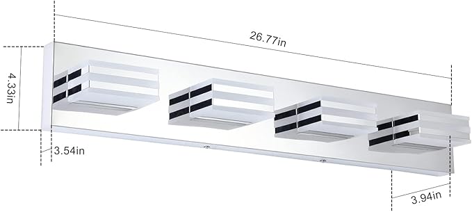 LED Vanity Lights for Bathroom 4 Light Bathroom Lamp over Vanity 27Inch Bathoom - Image 9
