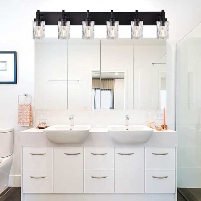 BONLICHT Transitional Bath Vanity Light Fixture 6 Light Black Wall Sconce - Image 2