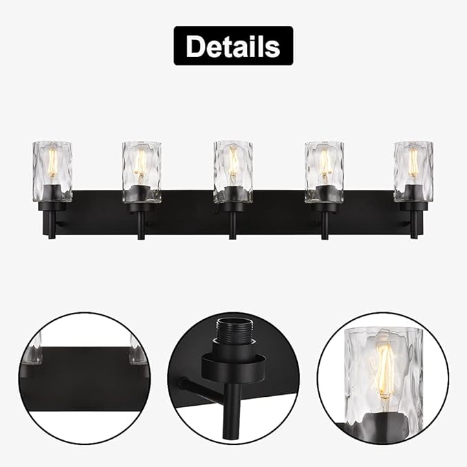 BONLICHT Modern Bathroom Lighting Over Mirror 5-Lights Rustic Bath Vanity Wall - Image 8