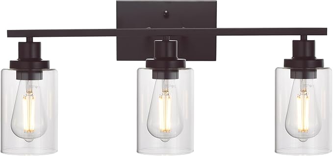MELUCEE 3 Light Bathroom Vanity Light Oil Rubbed Bronze, Industrial Wall Light by MELUCEE