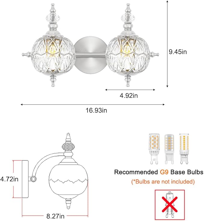 Brushed Nickel Bathroom Vanity Light Fixture Vintage Style - Image 5