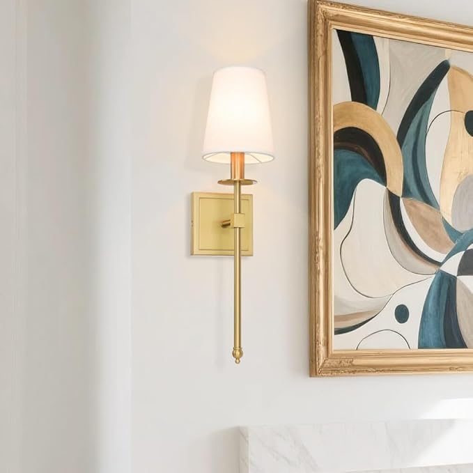 XiNBEi Lighting Brass Wall Sconces Set of 2 Modern Gold Sconce Light Fixture - Image 2