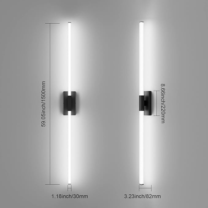 Ralbay 59inch Matte Black Vanity Light - Image 3