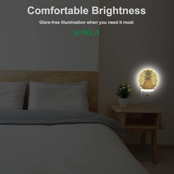 EKOBLA Boho Pineapple Night Light Summer Cute Fruits Pattern Night Lights Plug - Image 4
