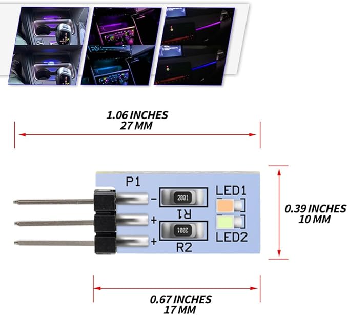 NJSBYL 1X Interior Cup Holder Ambient Lighting Circuit Board - Image 7