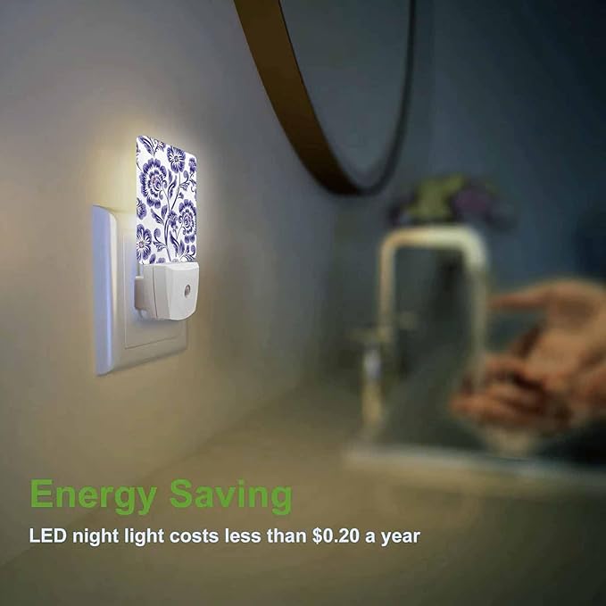 LED Night Light, Beautiful Purple Flower Pattern LED Night Light Plug into Wall - Image 4