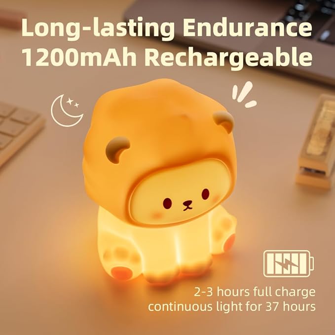 Cute Lion Night Light for Kids, Rechargeable Nursery Lamp - Image 4