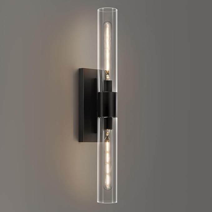 24.8" L Wall Sconces 2-Lights Black Wall Lights Fixtures Morden Cylinder Wall by SHEKAITAOElevateYourSpace