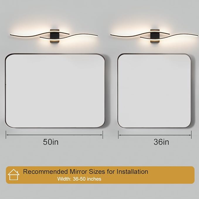 Black Vanity Lights Fixtures Over Mirror, Modern LED Bathroom Light Fixture - Image 3