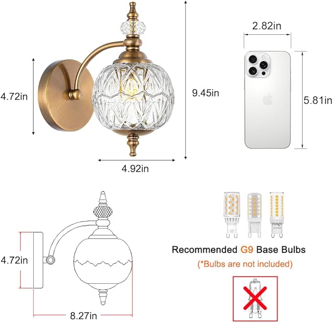 Brushed Gold Bathroom Wall Sconce Vintage Style - Image 8