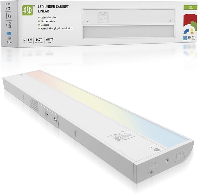 ASD 12 Inch LED Under Cabinet Lighting Plug in or Hardwired, High/Low/Off Switch by ASDLightingCorporation