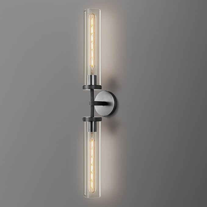 Black Wall Sconce, Double Vanity Light Fixture, Bathroom Wall Lamp, Living Room by FAMDECOL