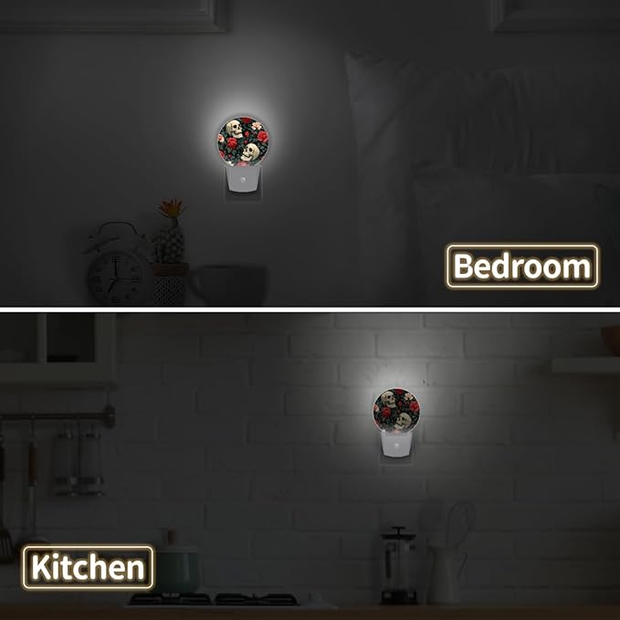 Round Night Lights Rose Floral Skull LED Nightlight Plug in Dust to Dawn Auto - Image 6
