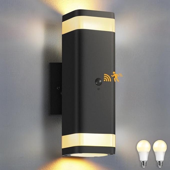 SHIMR Motion Sensor Outdoor Wall Light, Modern Dusk to Dawn Up Down Sconce by SHIMR