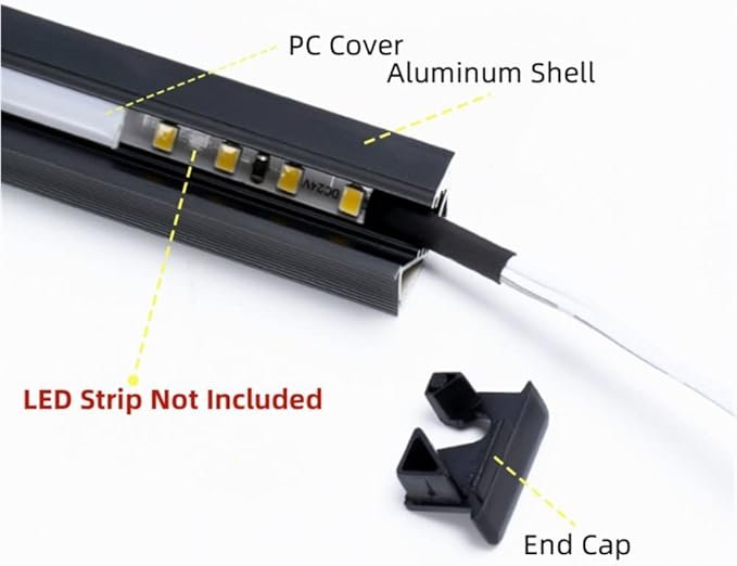 20 Pack 3.3ft/1 Meter Invisible Recessed YW-Shape LED Aluminum Channel System - Image 4