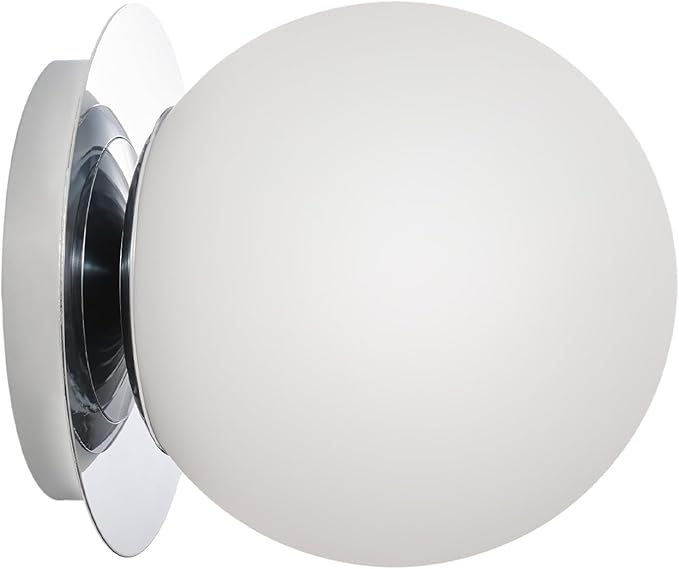 Modern Glass Globe Wall Sconce: Chrome Single Light by FeaseyFeaturedProducts