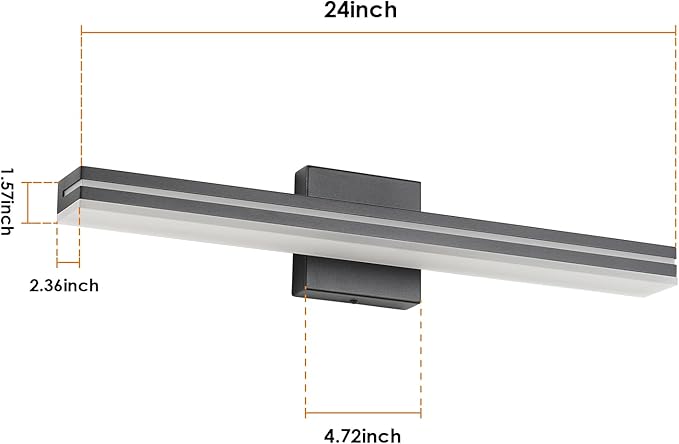 SineRise LED Modern Bathroom Vanity Light Bar, Matte Black Dimmable Modern - Image 7