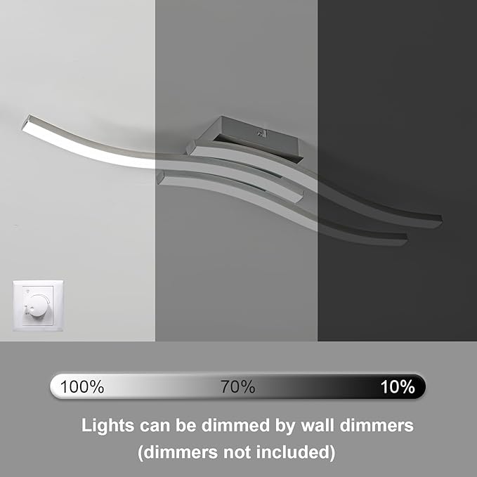EDISLIVE Modern Dimmable LED Ceiling Light Curved 3 Light 22.5 in Minimalist - Image 3