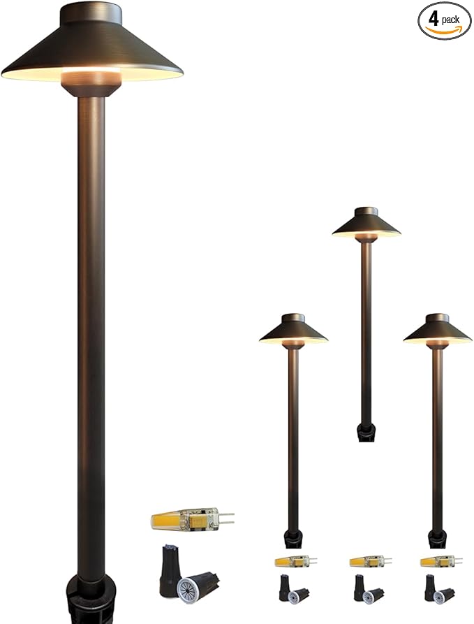 COLOER Brass Low Voltage Pathway Lights Wired 4-Pack by COLOER
