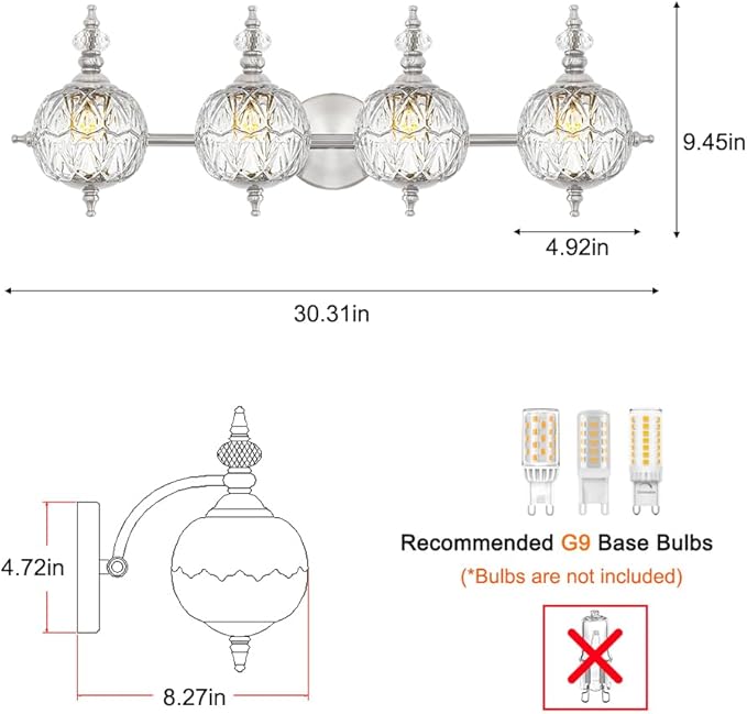 Brushed Nickel Bathroom Vanity Light Fixture Vintage Style - Image 7