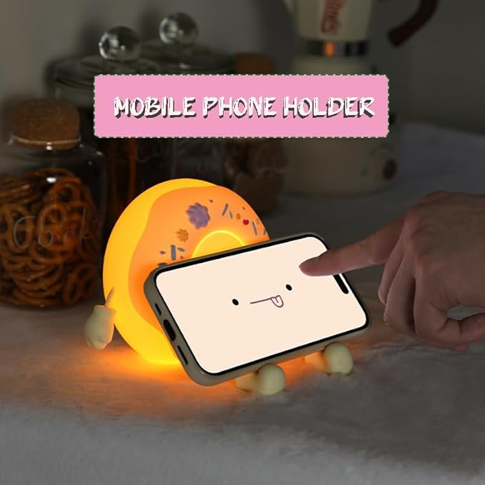 Cute Donut Night Light for Kids, Silicone Nursery Nightlight, Touch Control USB - Image 4