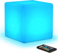 Mr.Go Rechargeable LED Color-Changing Light Cube 8", Dimmable Soothing Mood Lamp by MRGO