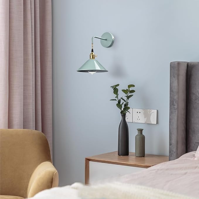 Sea Green Wall Sconce 2-Pack, Hanging Height-Adjustable Wall Lamp, - Image 2