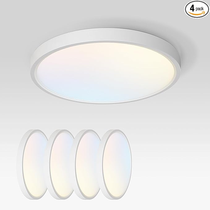 ASD LED 12" Round Flush Mount Ceiling Light Fixture, Low Profile Surface by ASDLightingCorporation