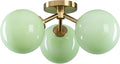 Green Semi Flush Mount Ceiling Light Fixture, 3 Light Opal Glass Globe Mid by Kunlinzhu