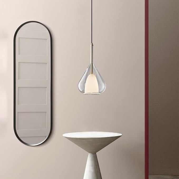 Modern Gold Black Double Layer Glass Teardrop Pendant Light E27 Base Adjustable - Image 4