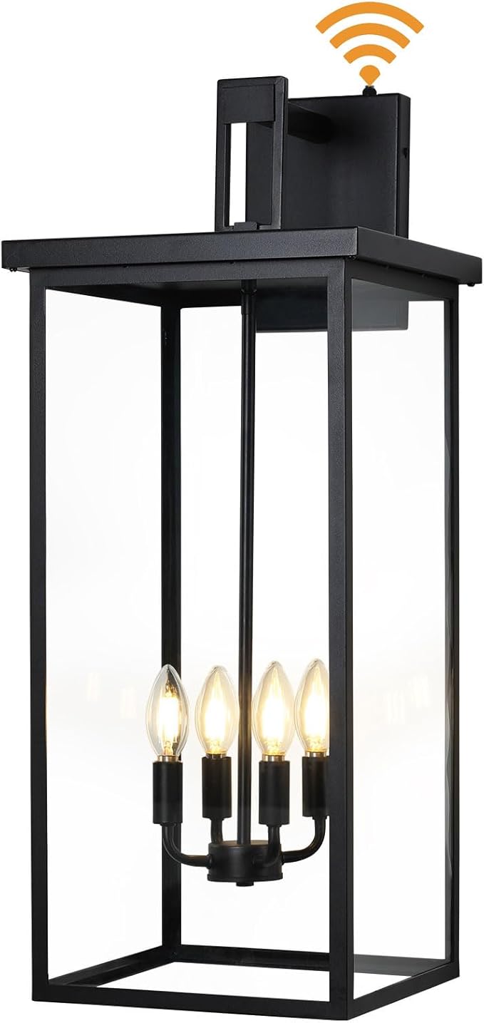 tewei 26in Large Size Dusk to Dawn Outdoor Wall Lights, Matte Black Exterior by TeweiBrand