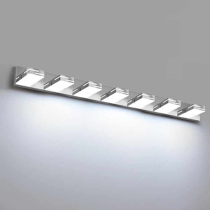 LED Modern Bathroom Vanity Light Fixtures, 7-Light 48-inch Dimmable Chrome by LKHF