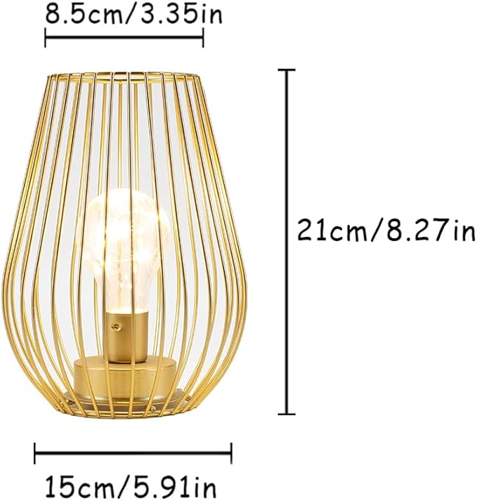 TRIROCKS Metal Battery Operated Lamp 8'' Tall Cage Shape Cordless Table Lantern - Image 3