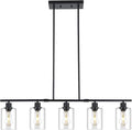 39.4" Kitchen Island Lighting, 5 Lights Clear Glass Pendant Light Fixtue by 3WWWUEE
