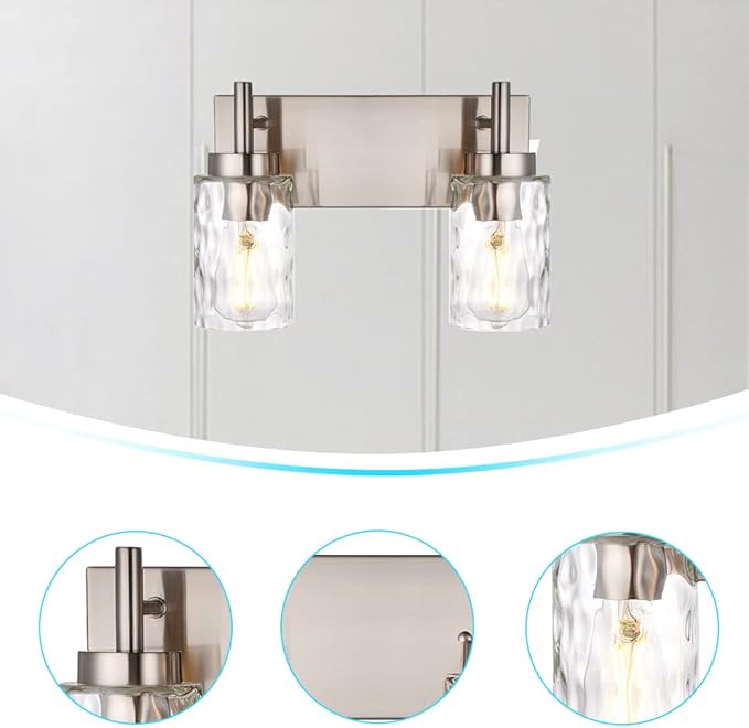 BONLICHT Bathroom Light Fixtures Modern 2 Light Brushed Nickel Vanity Light - Image 9