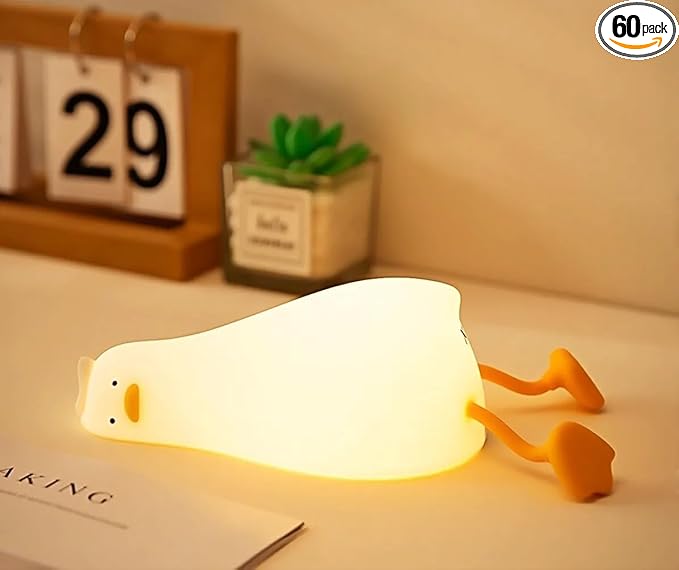 Lying Flat Duck Night Light for Kids, Cute Night Lamp, Soft Toddler Nightlight by Unknown