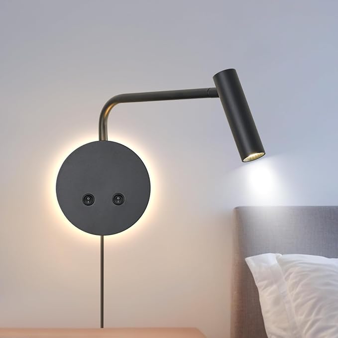 Matte Black Wall Mounted Reading Light, 4000K Flexible Headboard Reading Sconces by NICOLONOROutdoorBarnLights