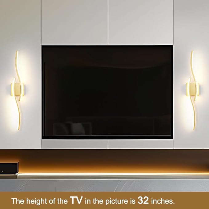 Modern Gold Wall Light Fixture Set of 2, RC Dimmable LED Wall Light Indoor - Image 2