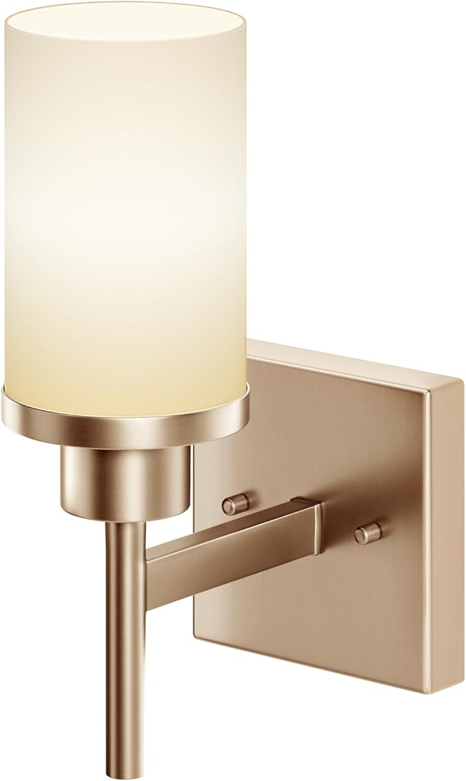 Vanity Lighting Fixtures with White Frosted Glass Champagne Bronze Wall Lamp by AONEON