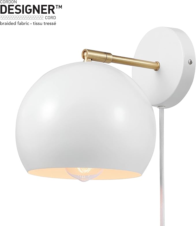 GLOBE Electric 52077 1-Light Plug-in or Hardwire Wall Sconce, Matte White - Image 5