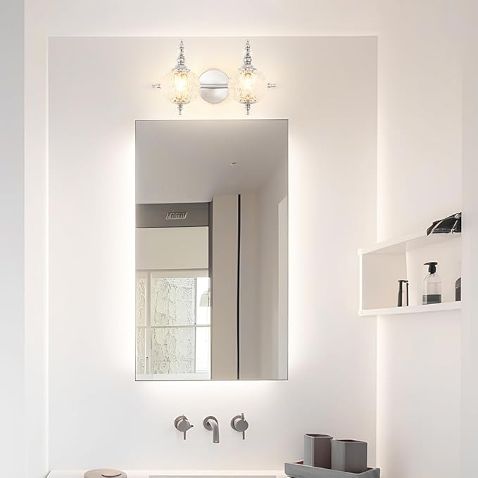 Brushed Nickel Bathroom Vanity Light Fixture Vintage Style - Image 3