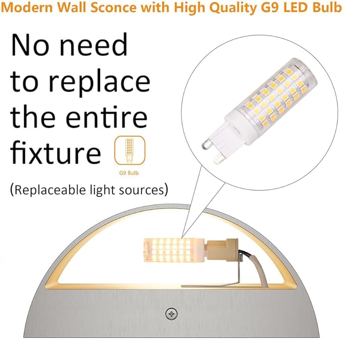 Aipsun 4 Pack Nickel Modern LED Wall Sconce Hardwired Indoor Wall Lights Up and - Image 3