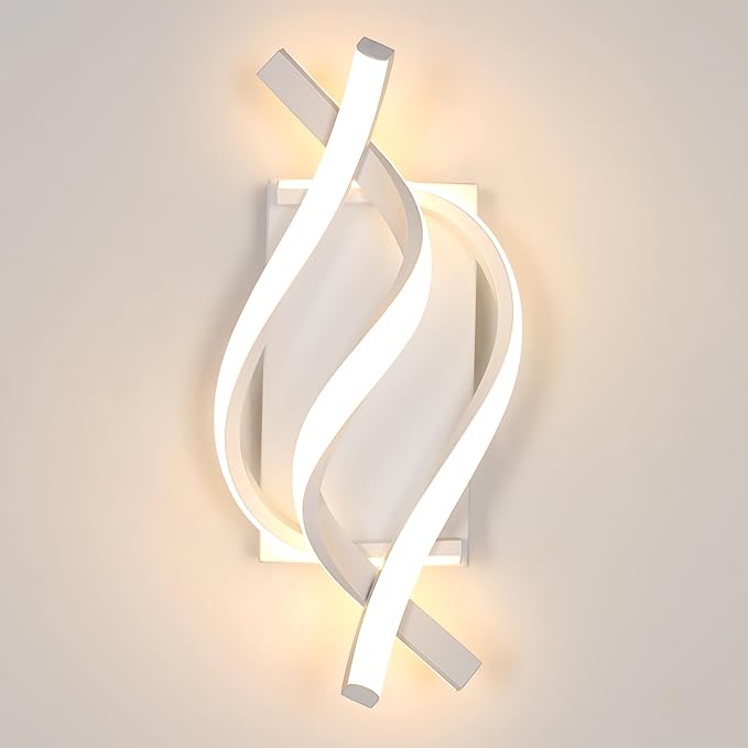 DELIPOP Modern LED Wall Sconce, 3000K Spiral Indoor Wall Light, 21W Acrylic LED by DELIPOP