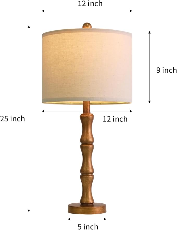 BOBOMOMO 25" Vintage Nightstand Lamps Set of 2, Farmhouse Table Lamps - Image 4