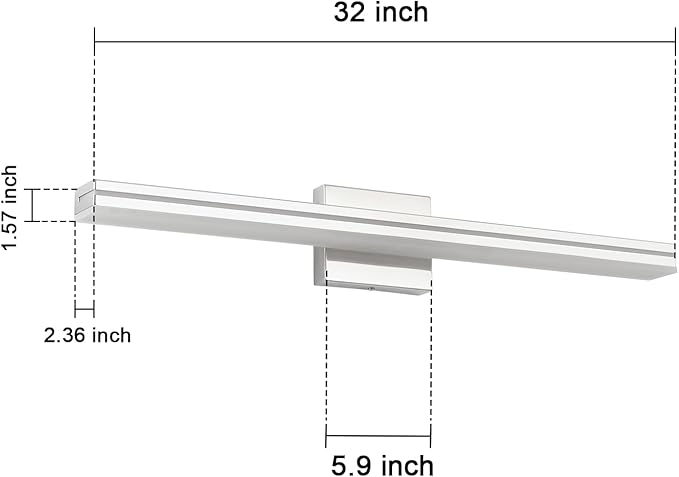 SineRise 32-Inch LED Modern Bathroom Vanity Light Bar, Chrome Modern Acrylic - Image 4