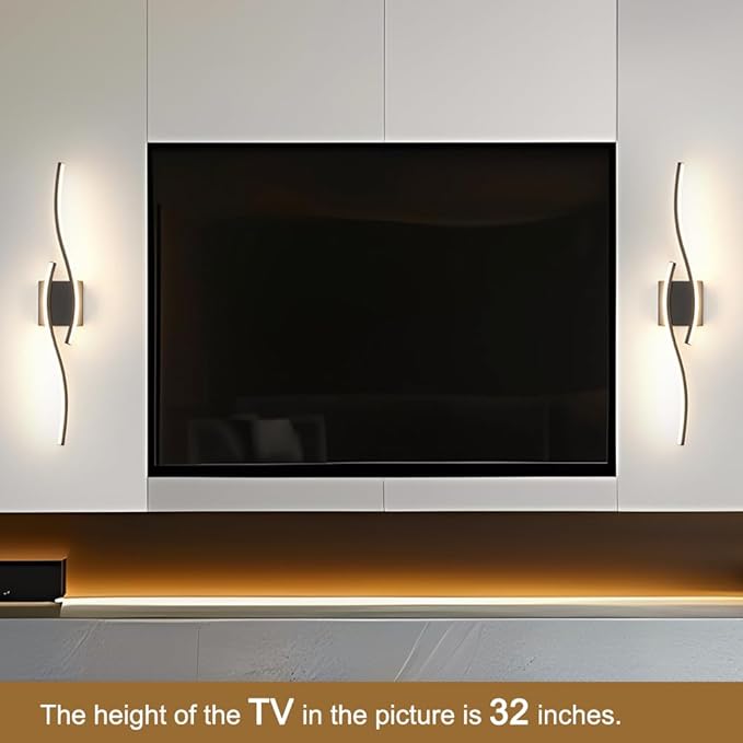 Modern Hardwired Wall Sconce Set of 2, LED Black Wall Light - Image 2
