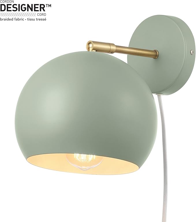 GLOBE Electric 65866 Willow 1-Light Plug-in or Hardwire Wall Sconce, Sage Green - Image 4