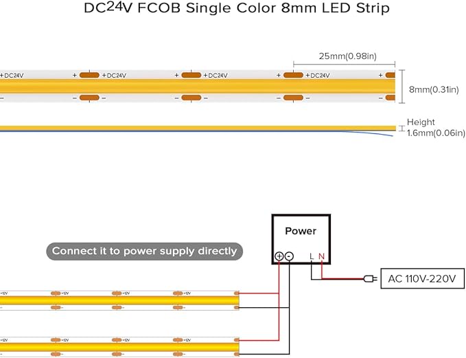 COB Purple LED Strip Light DC24V Flexible High Density Uniform Bright 480LEDs/m - Image 7