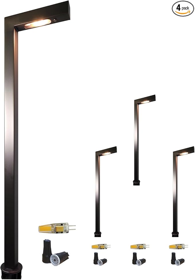 COLOER Brass Low Voltage Outdoor Pathway Lights Bronze Finish 4-Pack by COLOER
