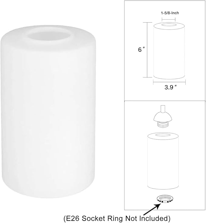3-Pack White Frosted Glass Shade, Glass Lamp Shade Covers Replacements - Image 2
